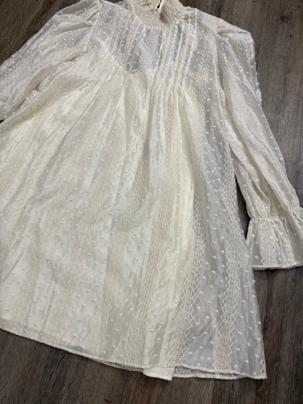 English Factory • Embroidered Smocked Neck Organza Dress - Picture 5 of 16